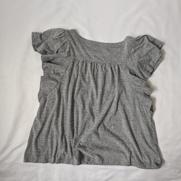LOFT Gray Ruffle Sleeve Top - Picture 4 of 10
